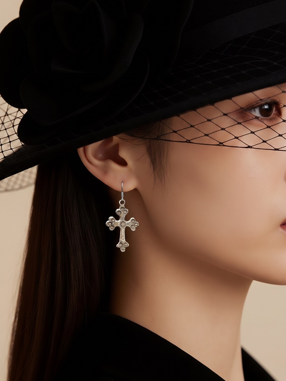 Silver Cross Drop Earrings - Elegant Women's Jewelry 925 Sterling Silver☑️
